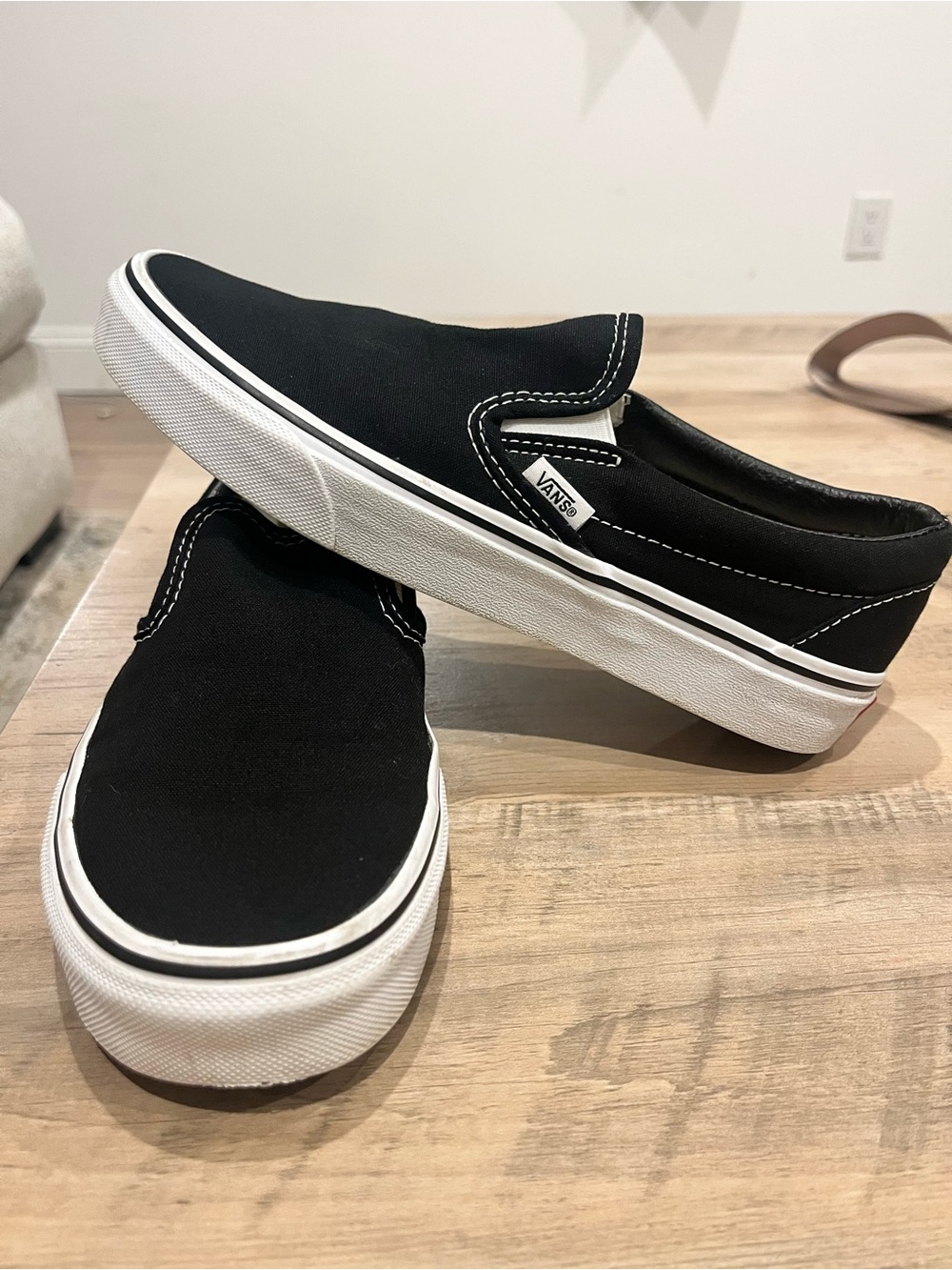 Vans Black Slip-On Canvas Sneakers W8.5
